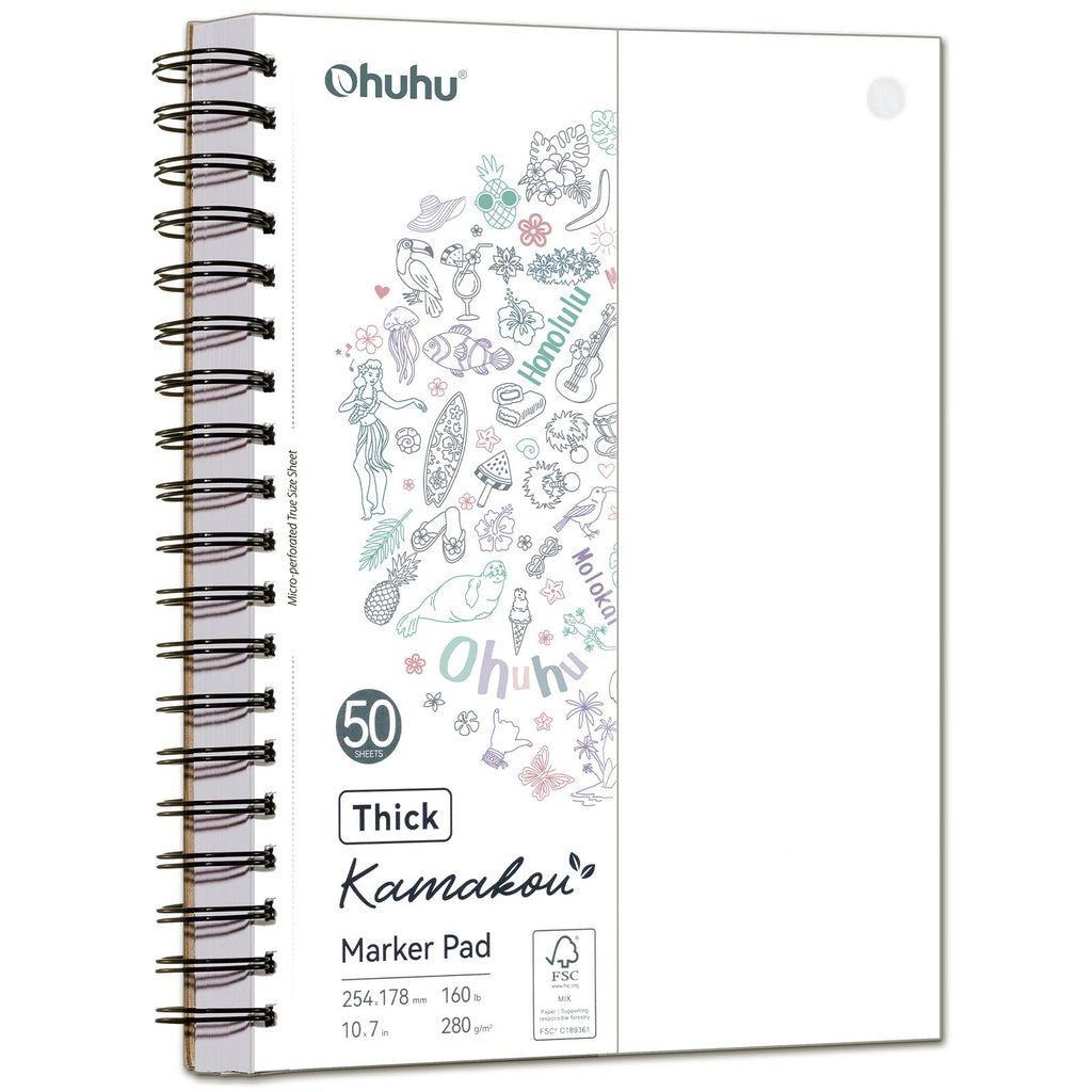 Ohuhu Heavyweight Bleedproof Double-Sided Marker Pad. Spiral-Bound - Kamakou