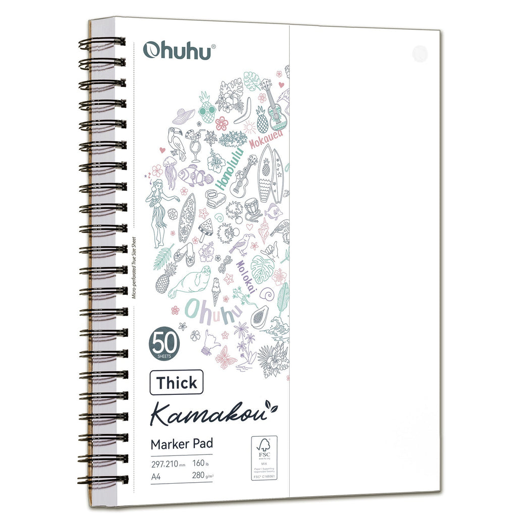 Ohuhu Heavyweight Bleedproof Double-Sided Marker Pad. Spiral-Bound - Kamakou