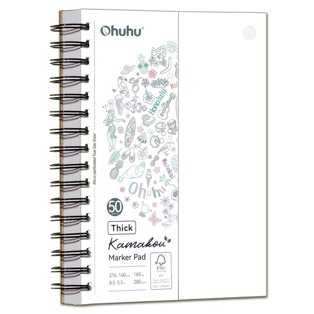 Ohuhu Heavyweight Bleedproof Double-Sided Marker Pad. Spiral-Bound - Kamakou