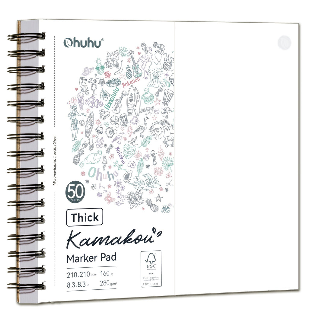 Ohuhu Heavyweight Bleedproof Double-Sided Marker Pad. Spiral-Bound - Kamakou