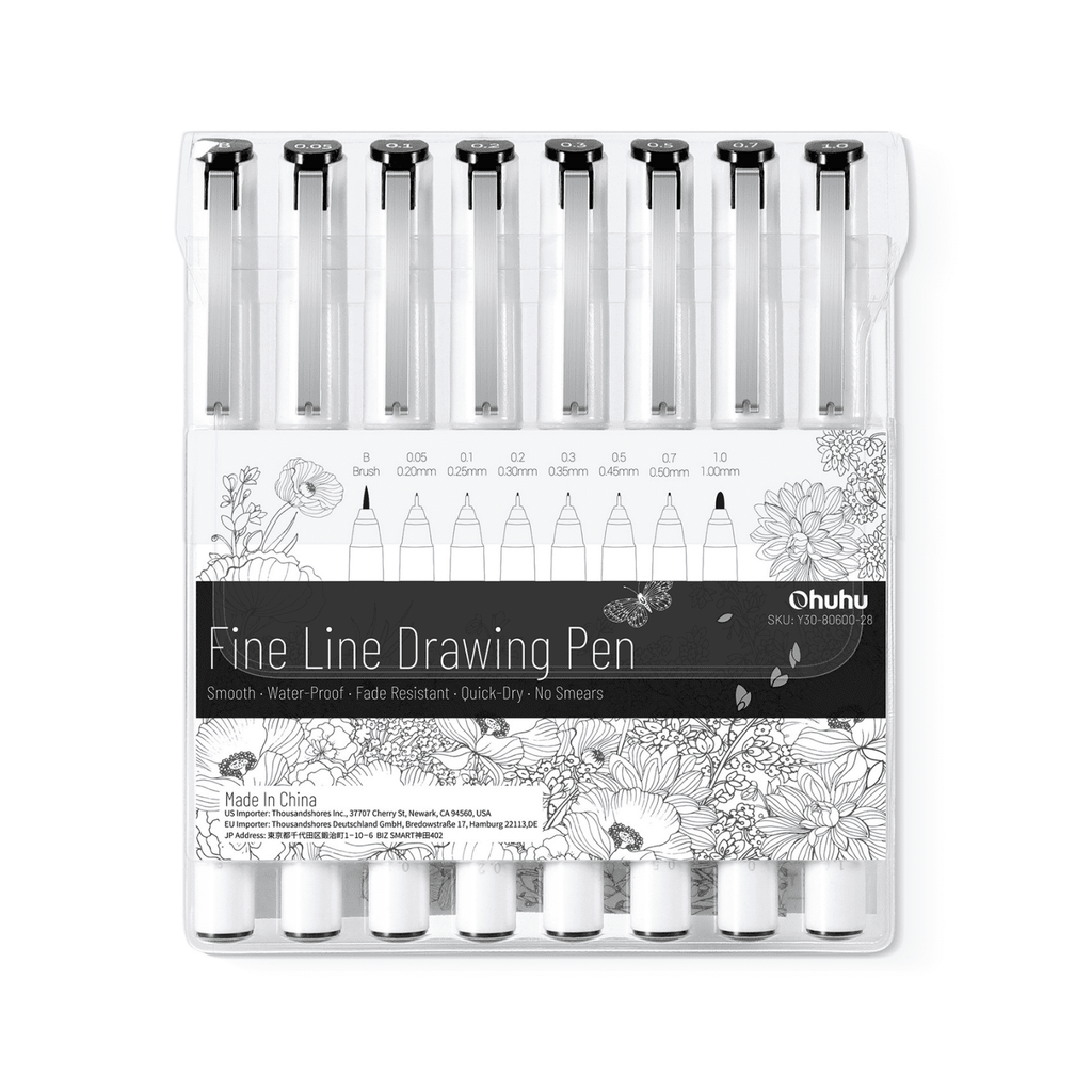 Ohuhu Fineliner Drawing Pen. 8 Pack