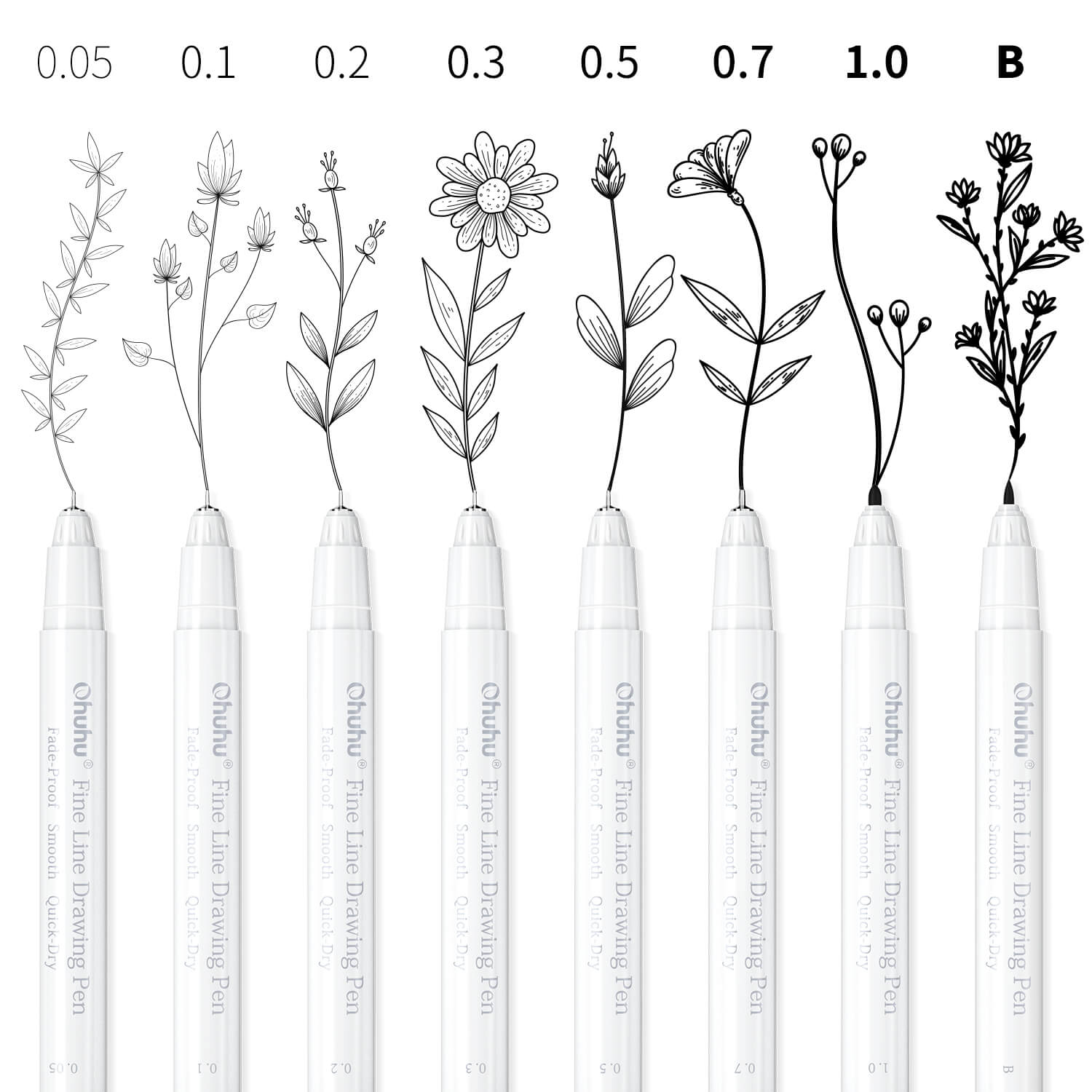Ohuhu Fineliner Drawing Pen. 8 Pack