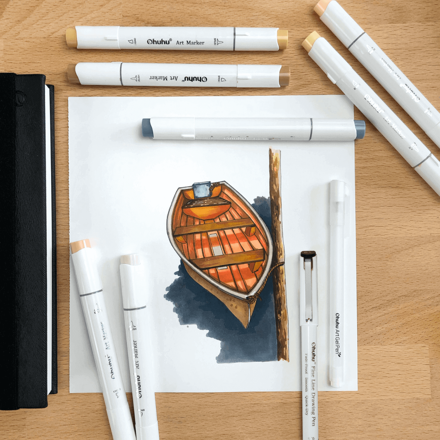 Ohuhu Fineliner Drawing Pen. 8 Pack