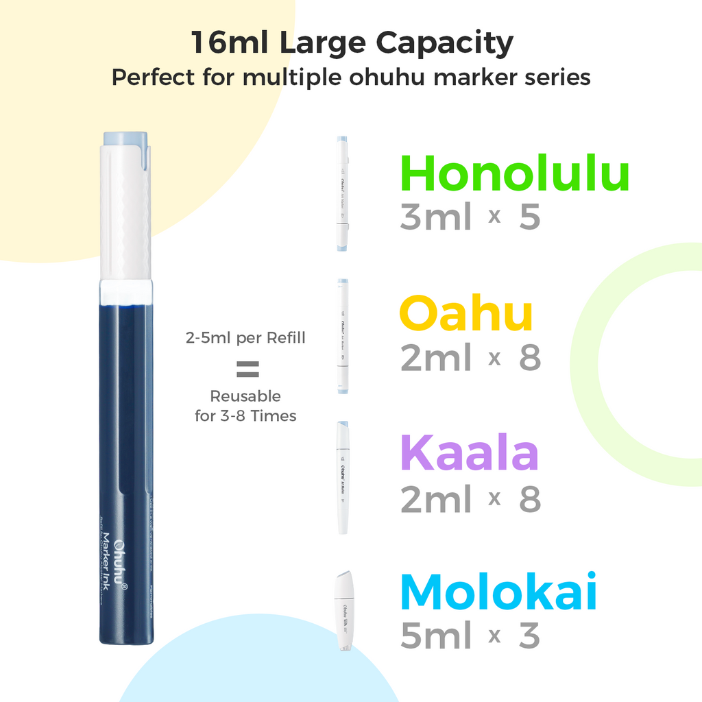Ohuhu Marker Ink YR313 / E763 / BR2 Refill for Alcohol marker