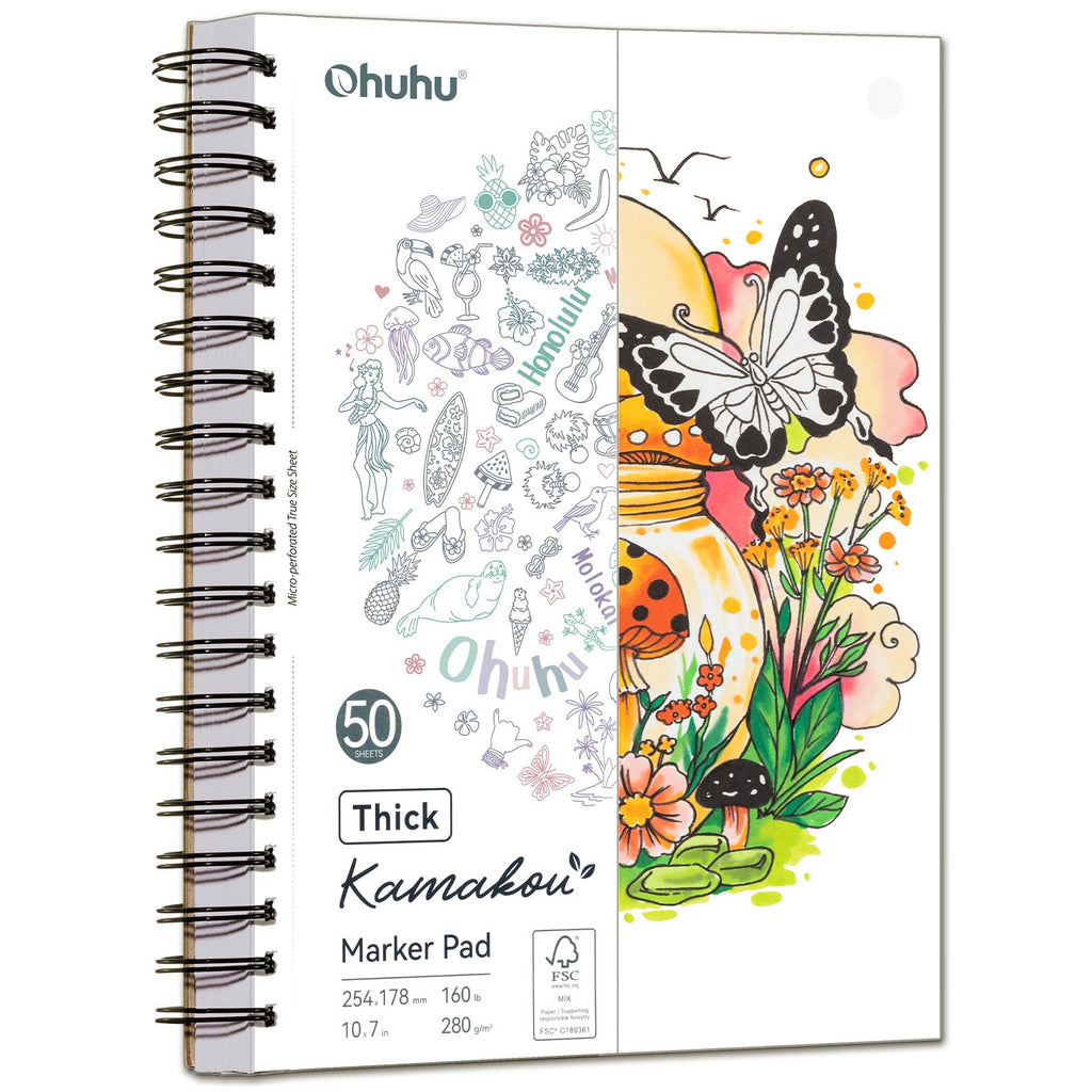 Ohuhu Heavyweight Bleedproof Double-Sided Marker Pad. Spiral-Bound - Kamakou