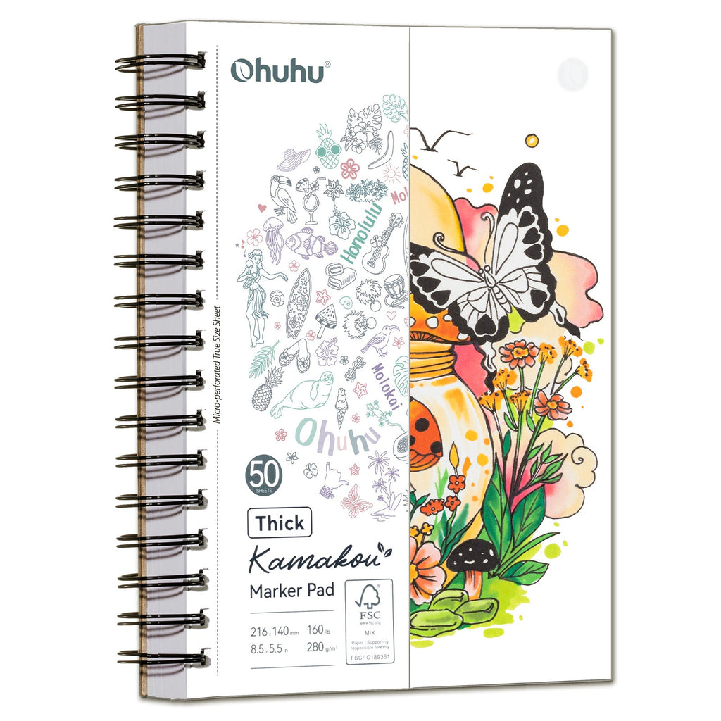Ohuhu Heavyweight Bleedproof Double-Sided Marker Pad. Spiral-Bound - Kamakou