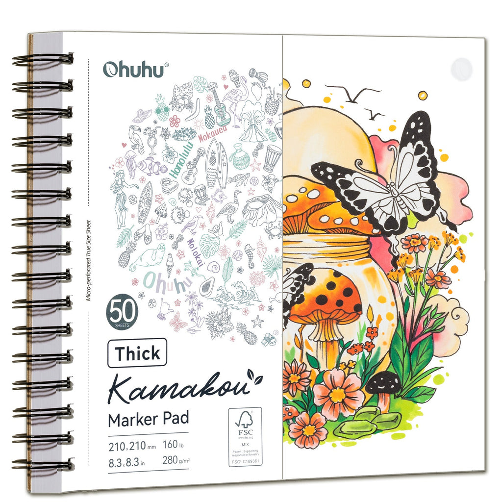 Ohuhu Heavyweight Bleedproof Double-Sided Marker Pad. Spiral-Bound - Kamakou