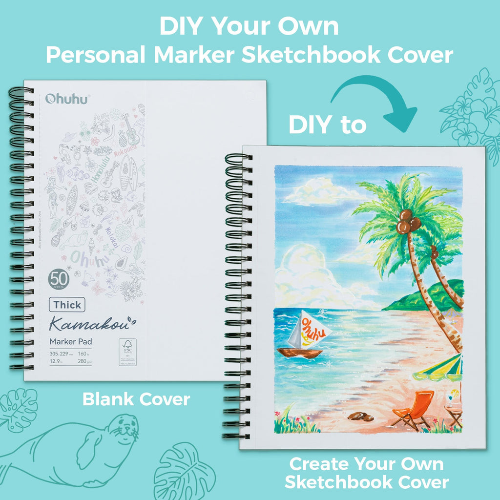 Ohuhu Heavyweight Bleedproof Double-Sided Marker Pad. Spiral-Bound - Kamakou