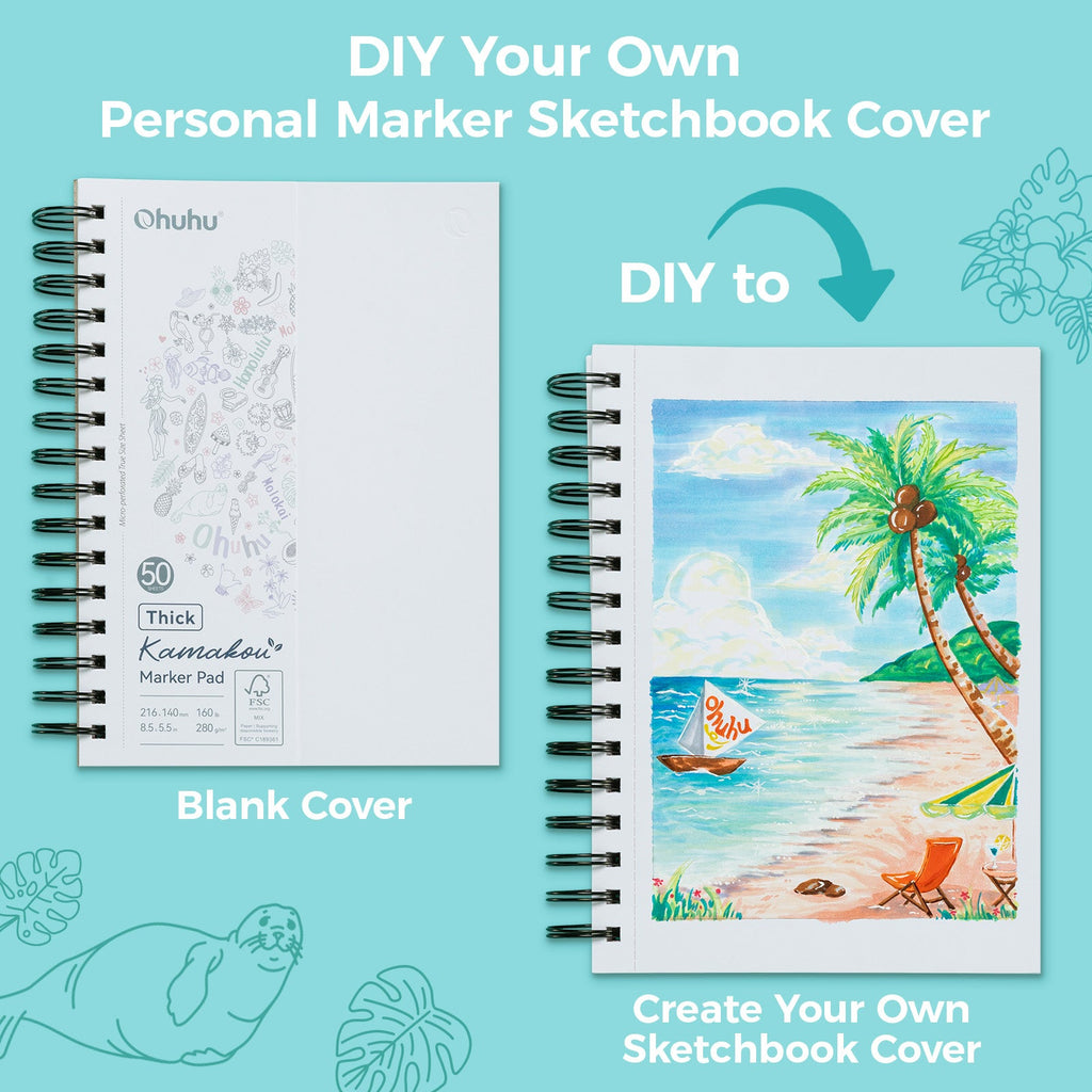 Ohuhu Heavyweight Bleedproof Double-Sided Marker Pad. Spiral-Bound - Kamakou