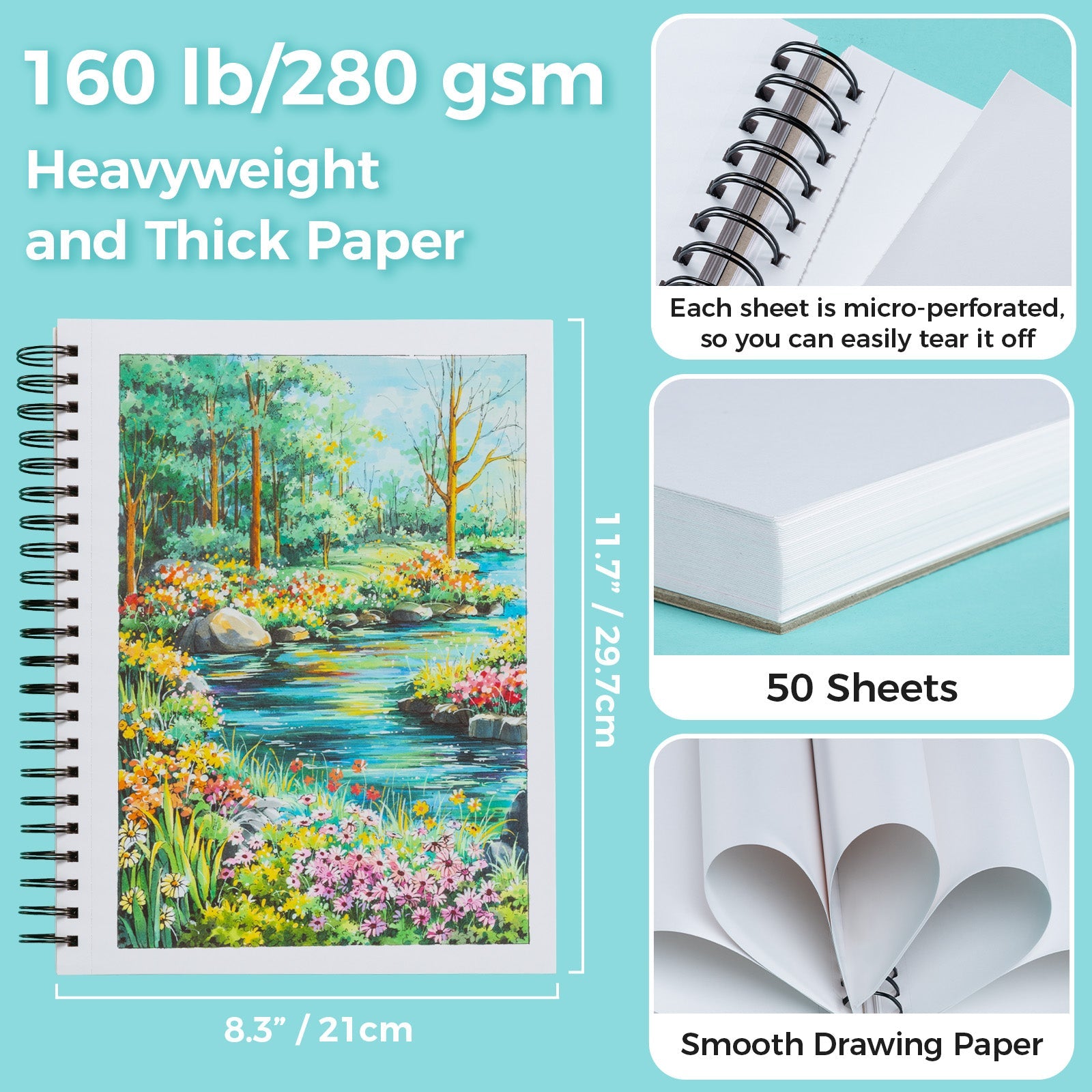 Ohuhu Heavyweight Bleedproof Double-Sided Marker Pad. Spiral-Bound - Kamakou