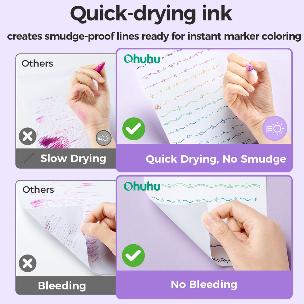 Ohuhu Colored Fineliner & Brush Pens. 12 Colors