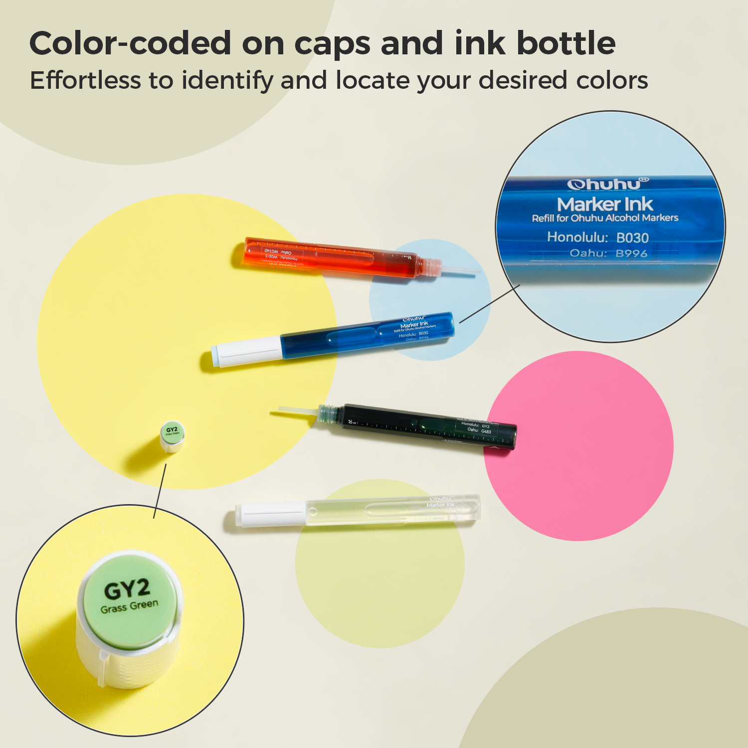 Ohuhu Marker Ink WG10 / BG038 / CGII00 Refill for Alcohol marker