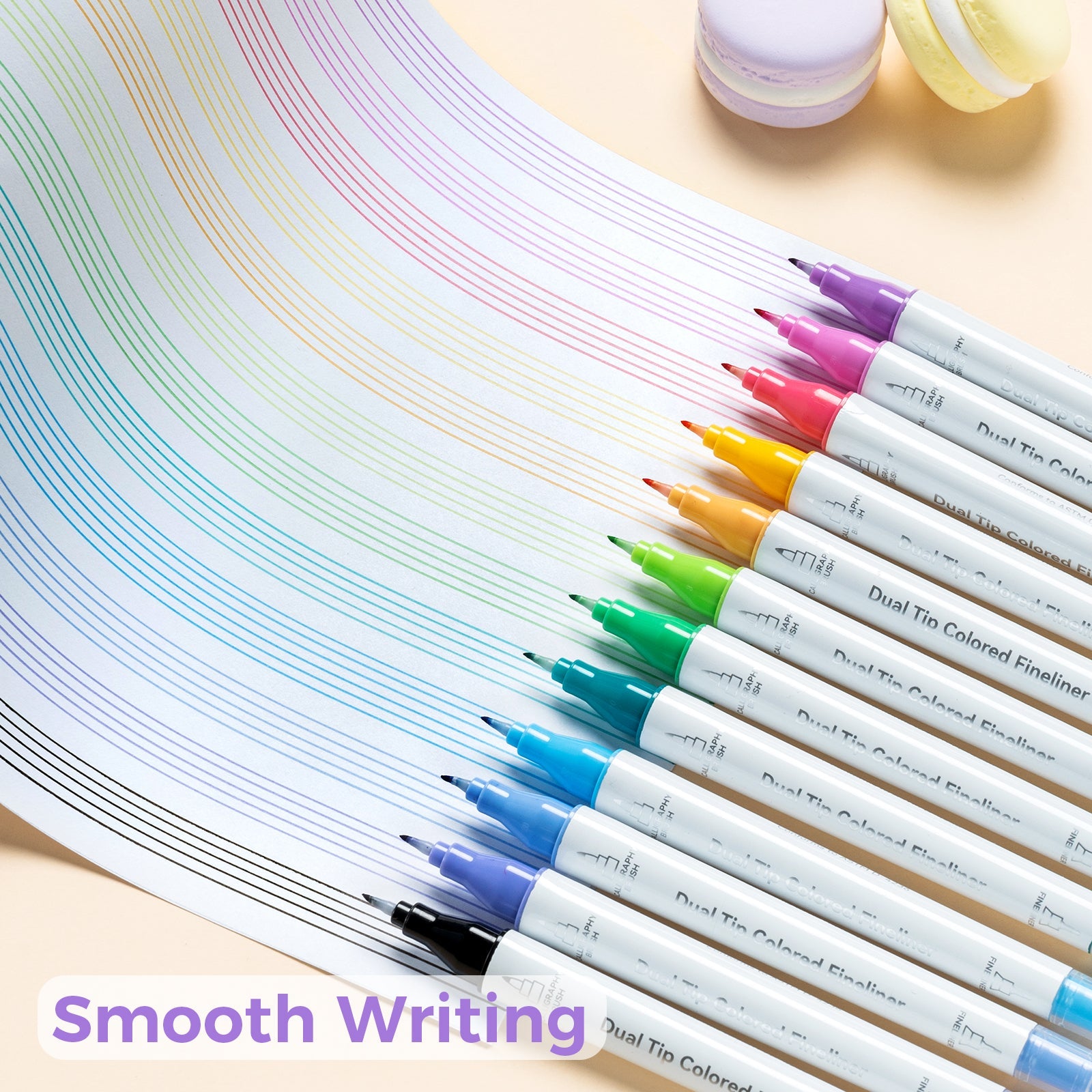 Ohuhu Colored Fineliner & Brush Pens. 12 Colors