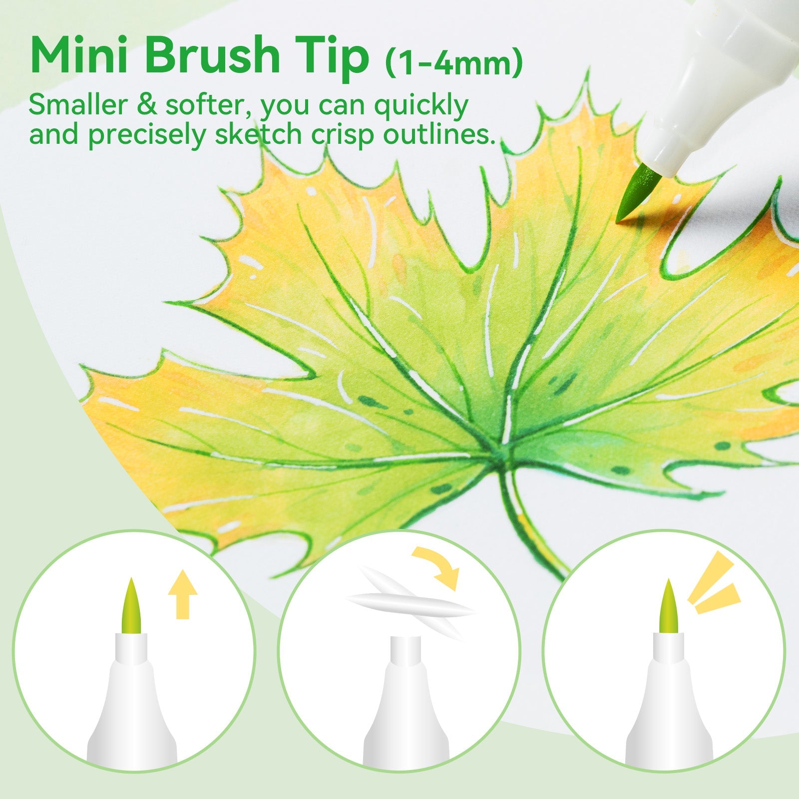 Ohuhu Kaala B Dual Tips Alcohol Art Markers. Slim Broad & Mini Brush