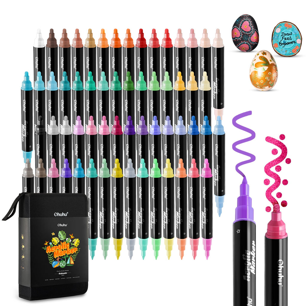 Ohuhu Dual Nib Waterproof Acrylic Pen 30 / 60 / 90 Colors - Kakaako