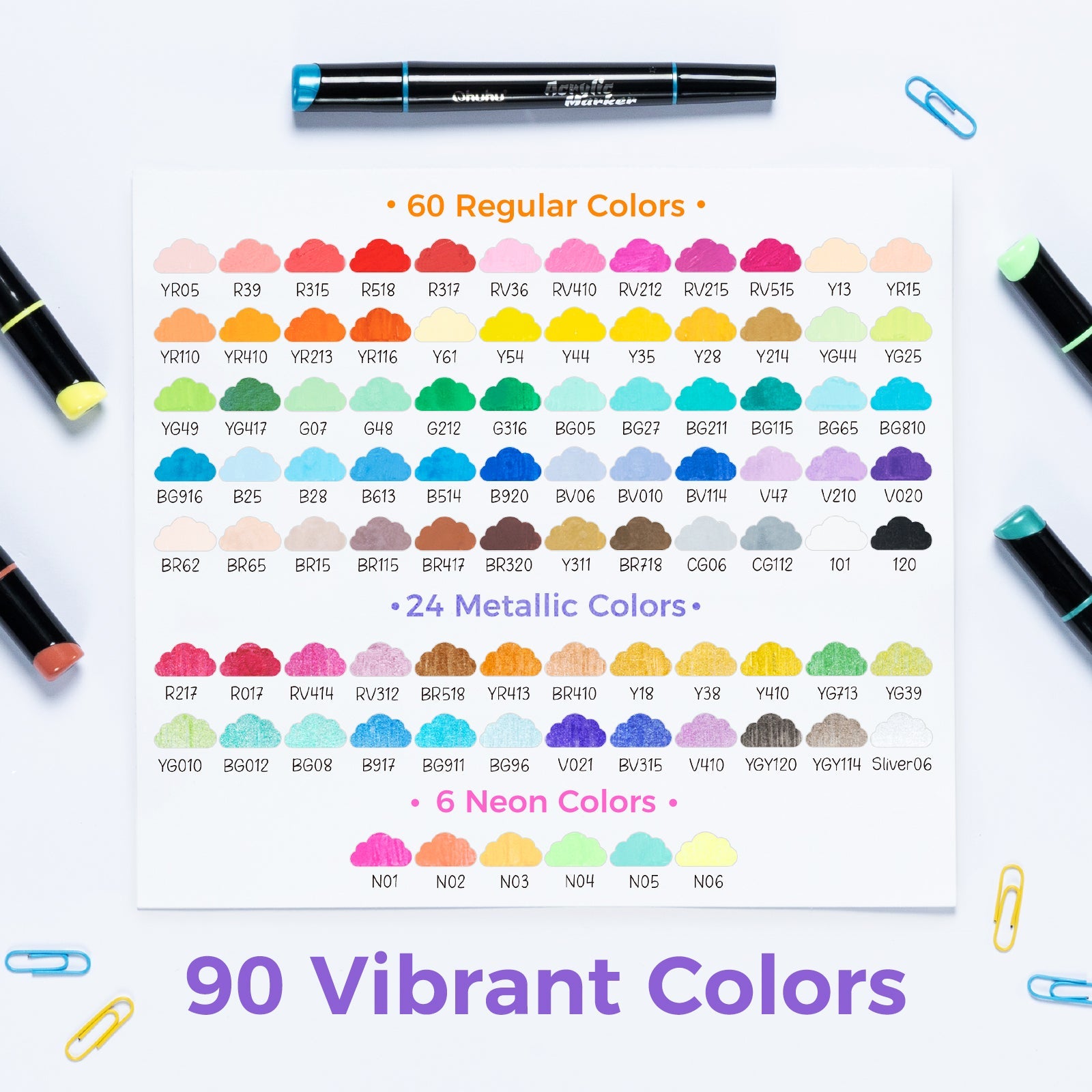 Ohuhu Dual Nib Waterproof Acrylic Pen 30 / 60 / 90 Colors - Kakaako