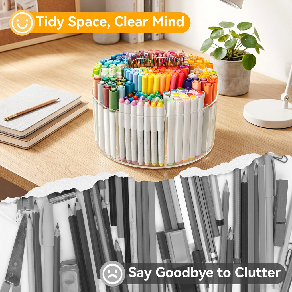 Ohuhu 360° Rotating Clear Acrylic Marker Organizer