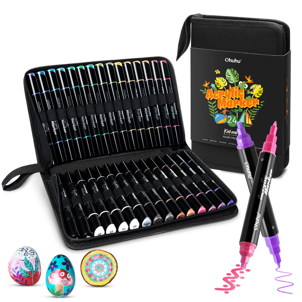 Ohuhu Dual Nib Waterproof Acrylic Pen 30 / 60 / 90 Colors - Kakaako