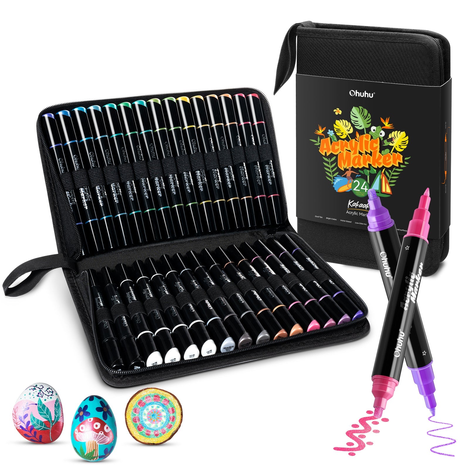 Ohuhu Dual Nib Waterproof Acrylic Pen 30 / 60 / 90 Colors - Kakaako