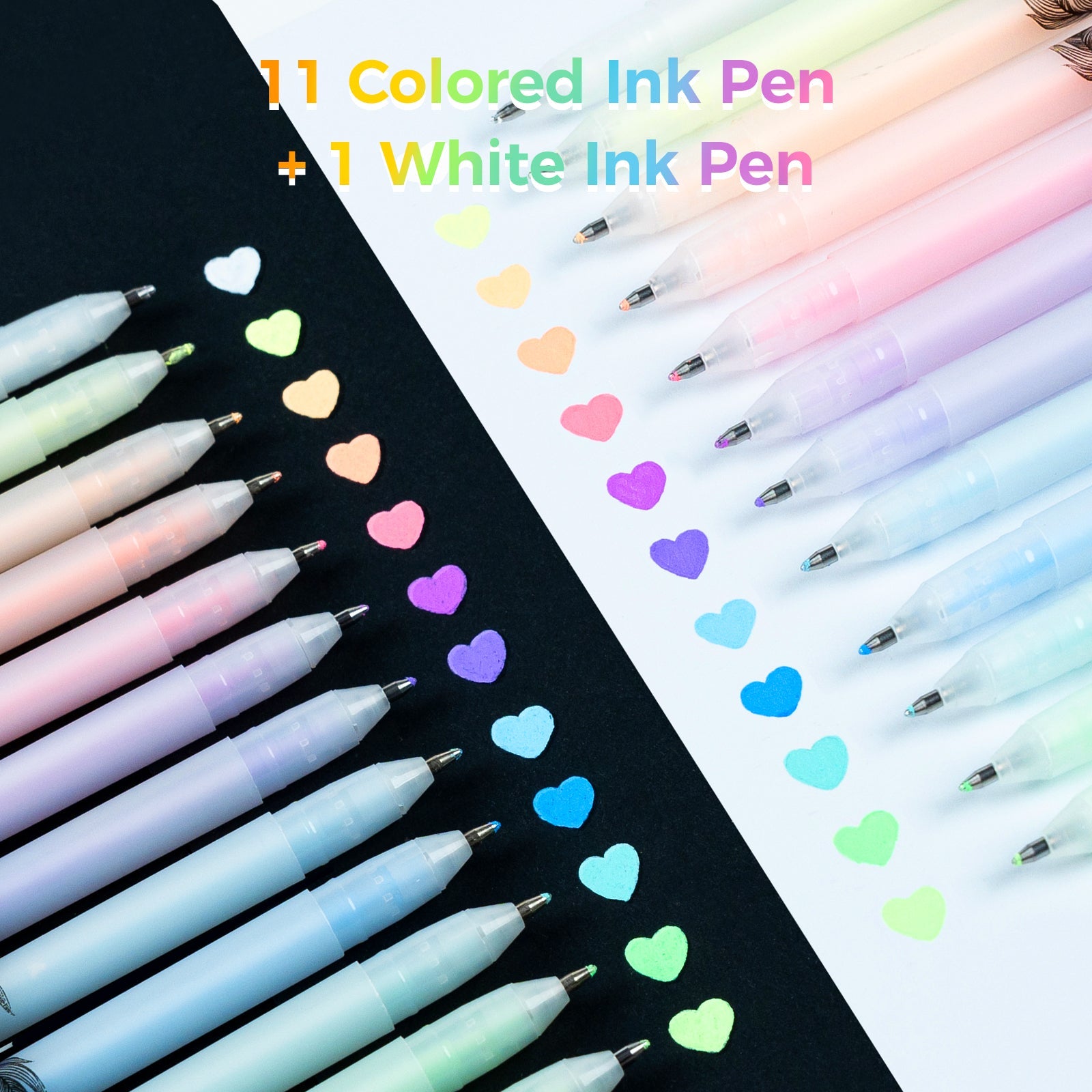 Ohuhu Gel Pens - Gold. Silver. White & Colorful 12-Pack