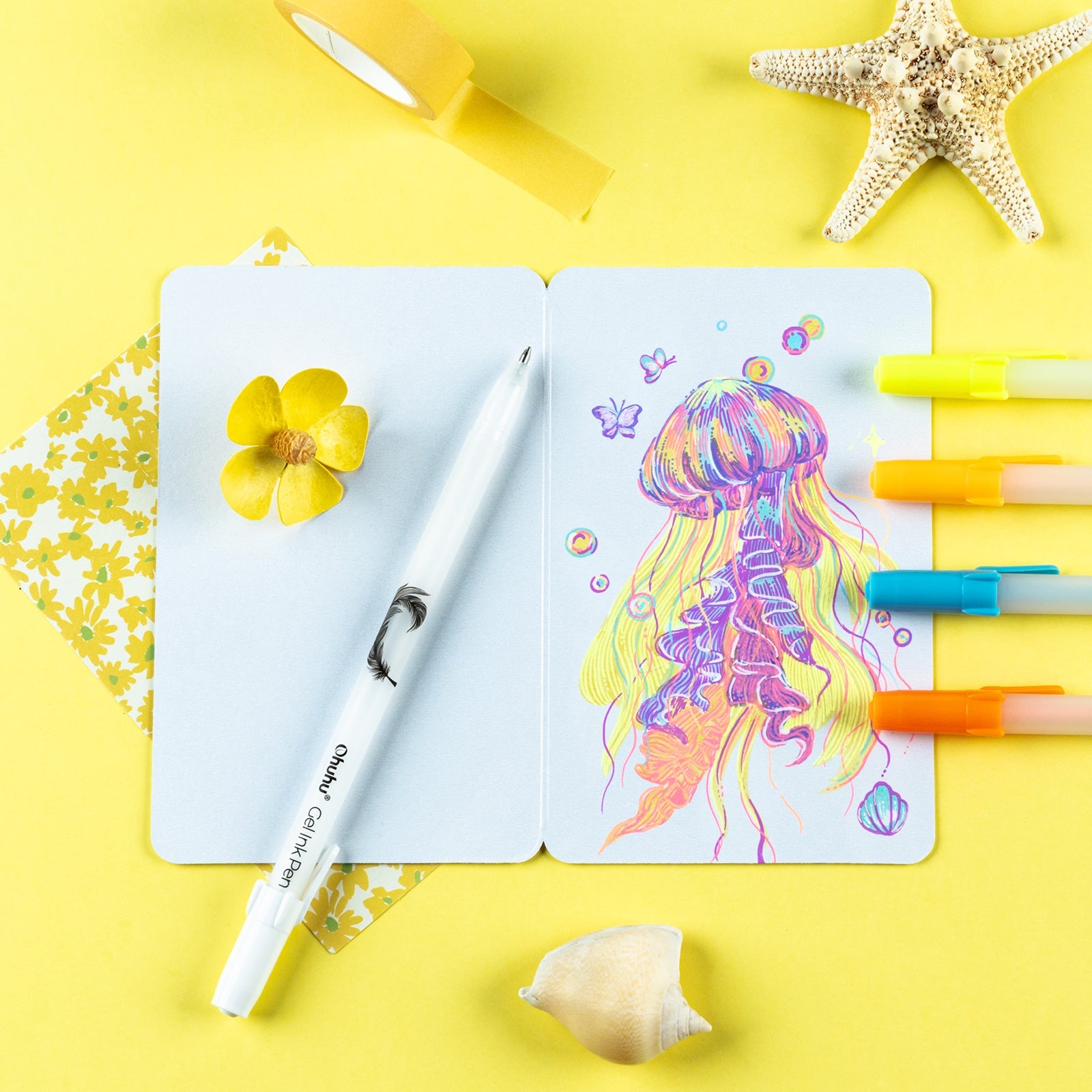 Ohuhu Gel Pens - Gold. Silver. White & Colorful 12-Pack