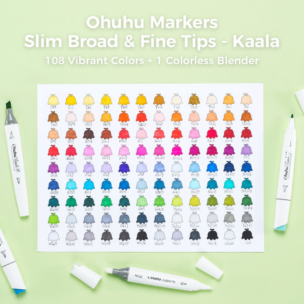 Ohuhu Kaala Five Tones Slim Broad and Fine Dual Tips Alcohol Art Markers