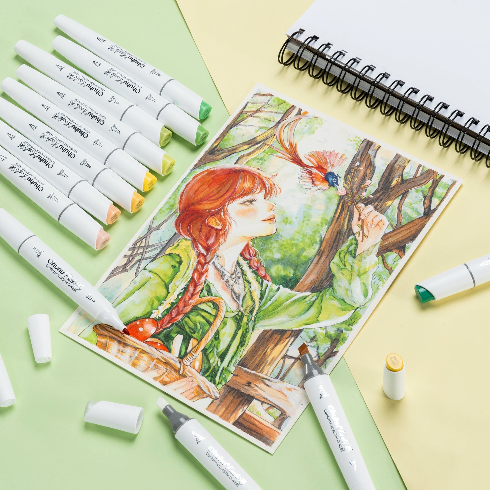 Ohuhu Kaala Five Tones Slim Broad and Fine Dual Tips Alcohol Art Markers