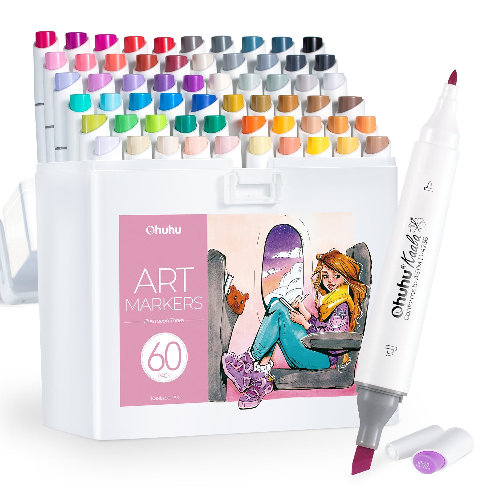 Ohuhu Kaala Five Tones Slim Broad and Fine Dual Tips Alcohol Art Markers