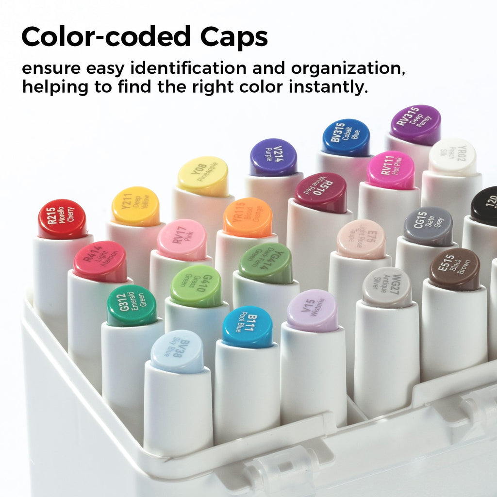 Ohuhu Kaala Slim Broad and Fine Dual Tips Alcohol Art Markers - 24 Basic Colors