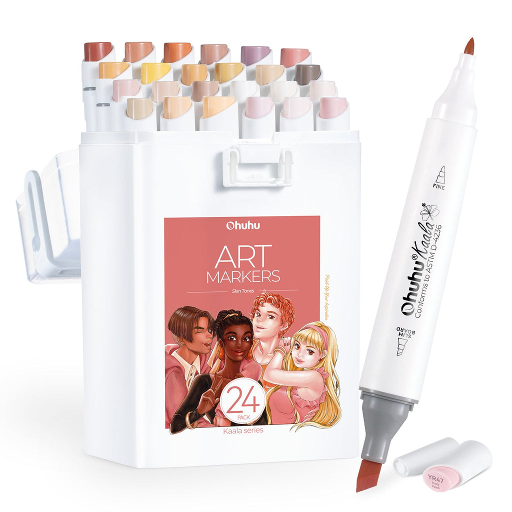 Ohuhu Kaala Five Tones Slim Broad and Fine Dual Tips Alcohol Art Markers