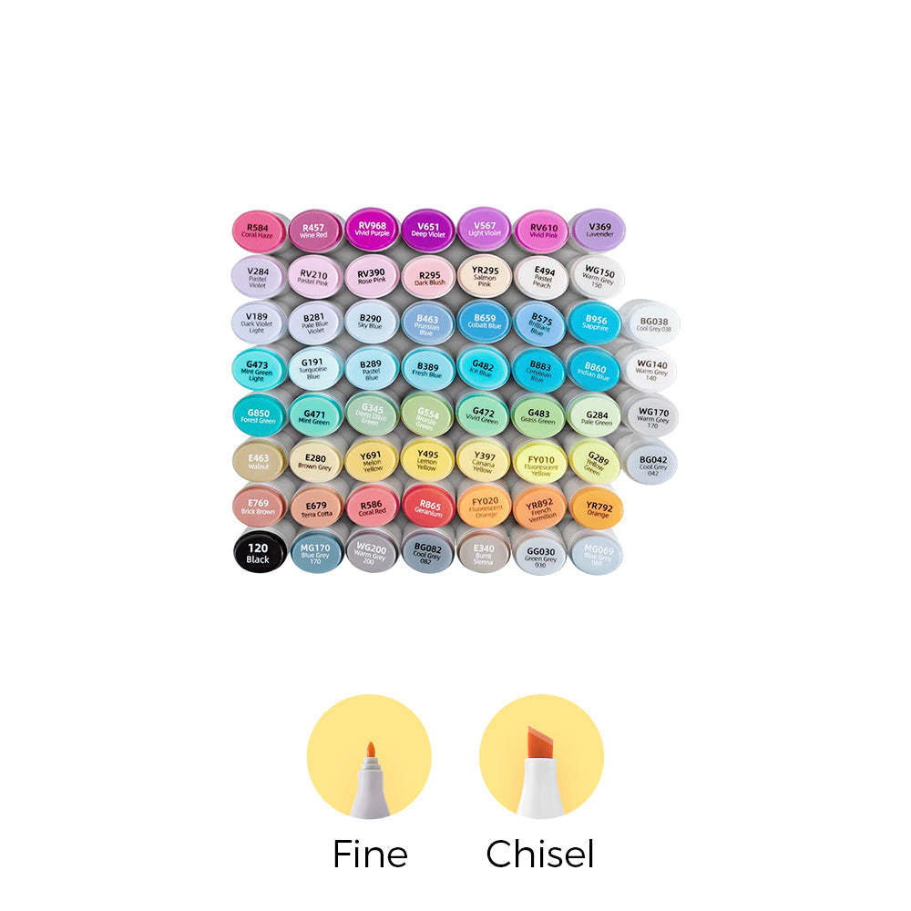 Ohuhu Oahu 60 Colors Dual Tips Alcohol Art Markers. Fine & Chisel