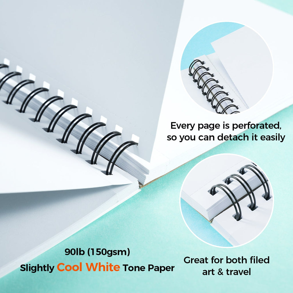 Ohuhu Bleedproof Double-Sided Marker Pad. Spiral-Bound
