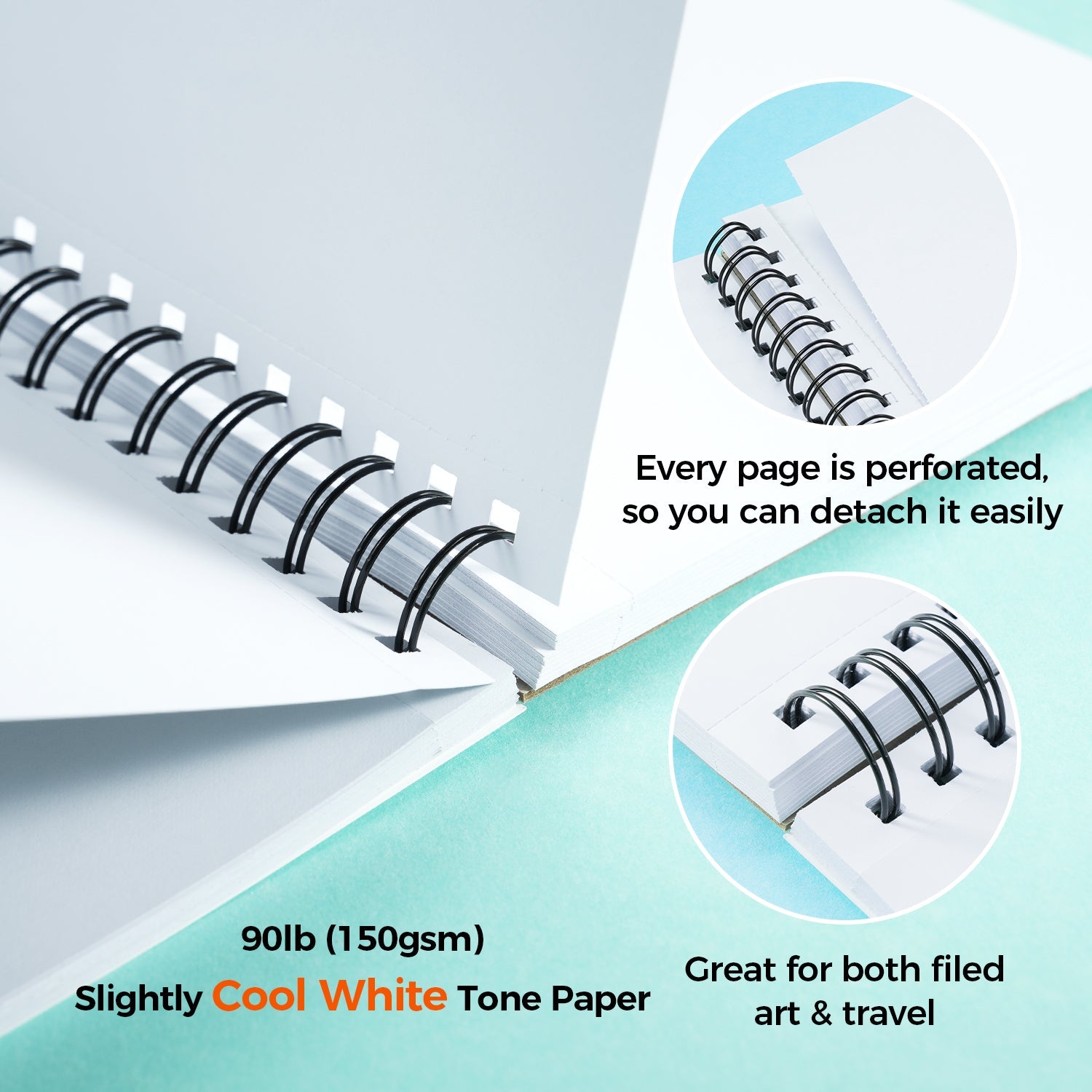 Ohuhu Bleedproof Double-Sided Marker Pad. Spiral-Bound