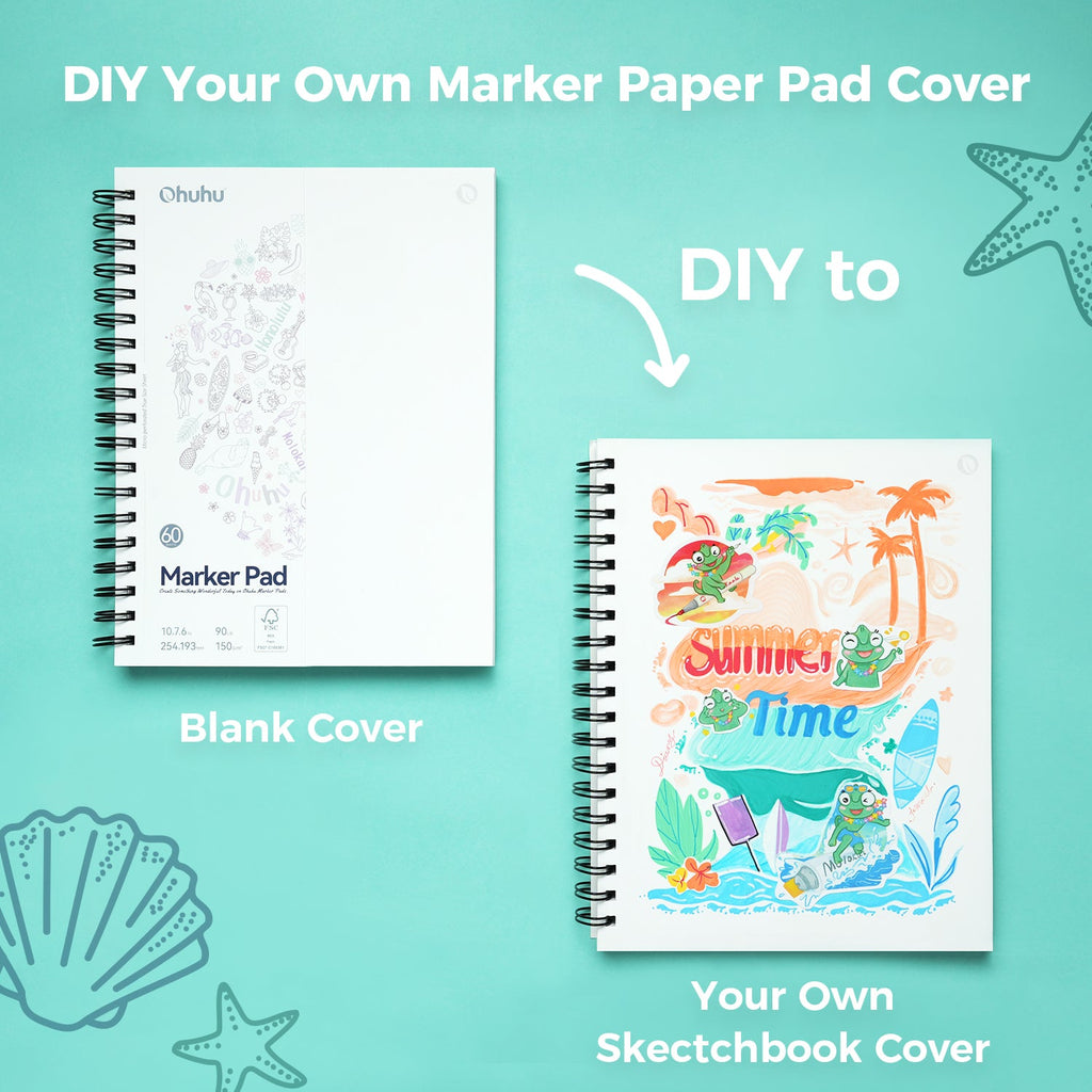 Ohuhu Bleedproof Double-Sided Marker Pad. Spiral-Bound