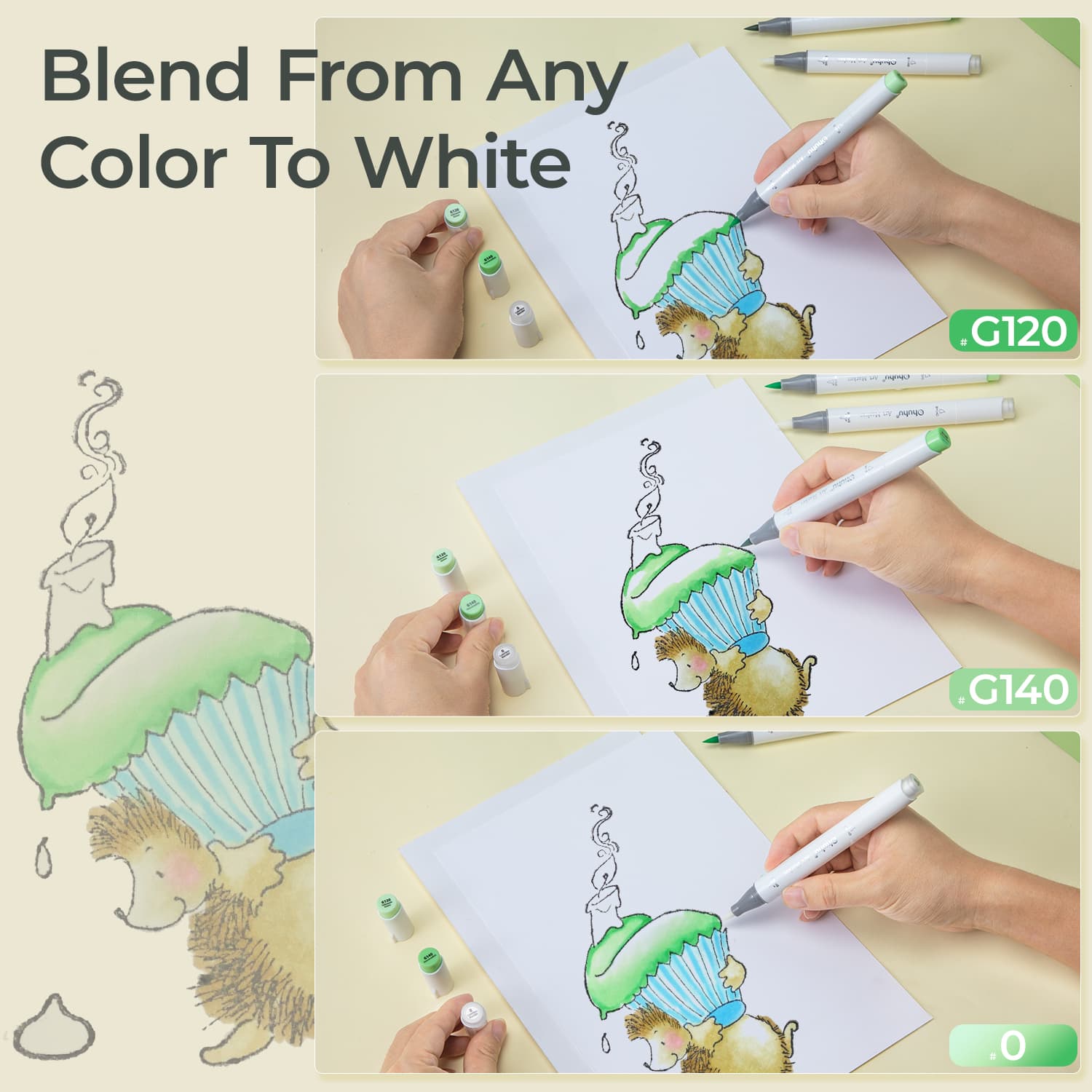 Ohuhu Honolulu Colorless Blender Marker - Pack of 6