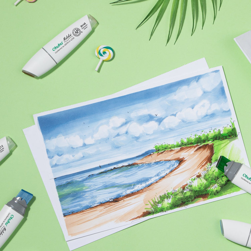 Ohuhu Molokai Four Tones Extra-wide Tip Alcohol Art Markers
