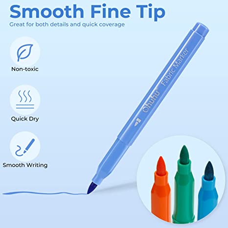 Ohuhu Fabric 30 Color Markers Permanent for Clothes (US Exclusive)