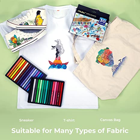 Ohuhu Fabric 30 Color Markers Permanent for Clothes (US Exclusive)