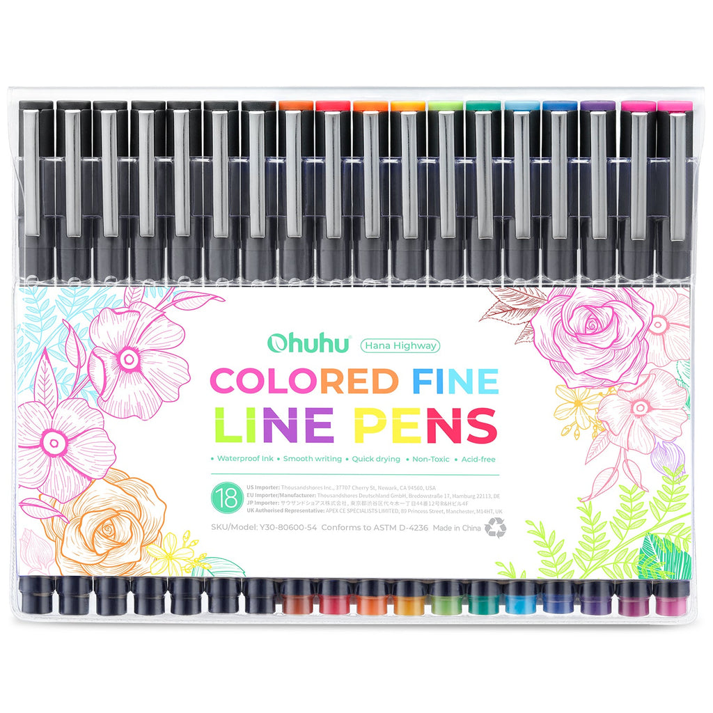 Ohuhu Hana Highway Fineliner Drawing Pens.18 Pack