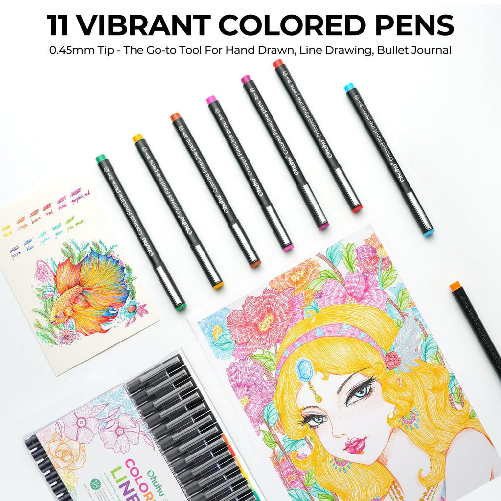 Ohuhu Hana Highway Fineliner Drawing Pens.18 Pack