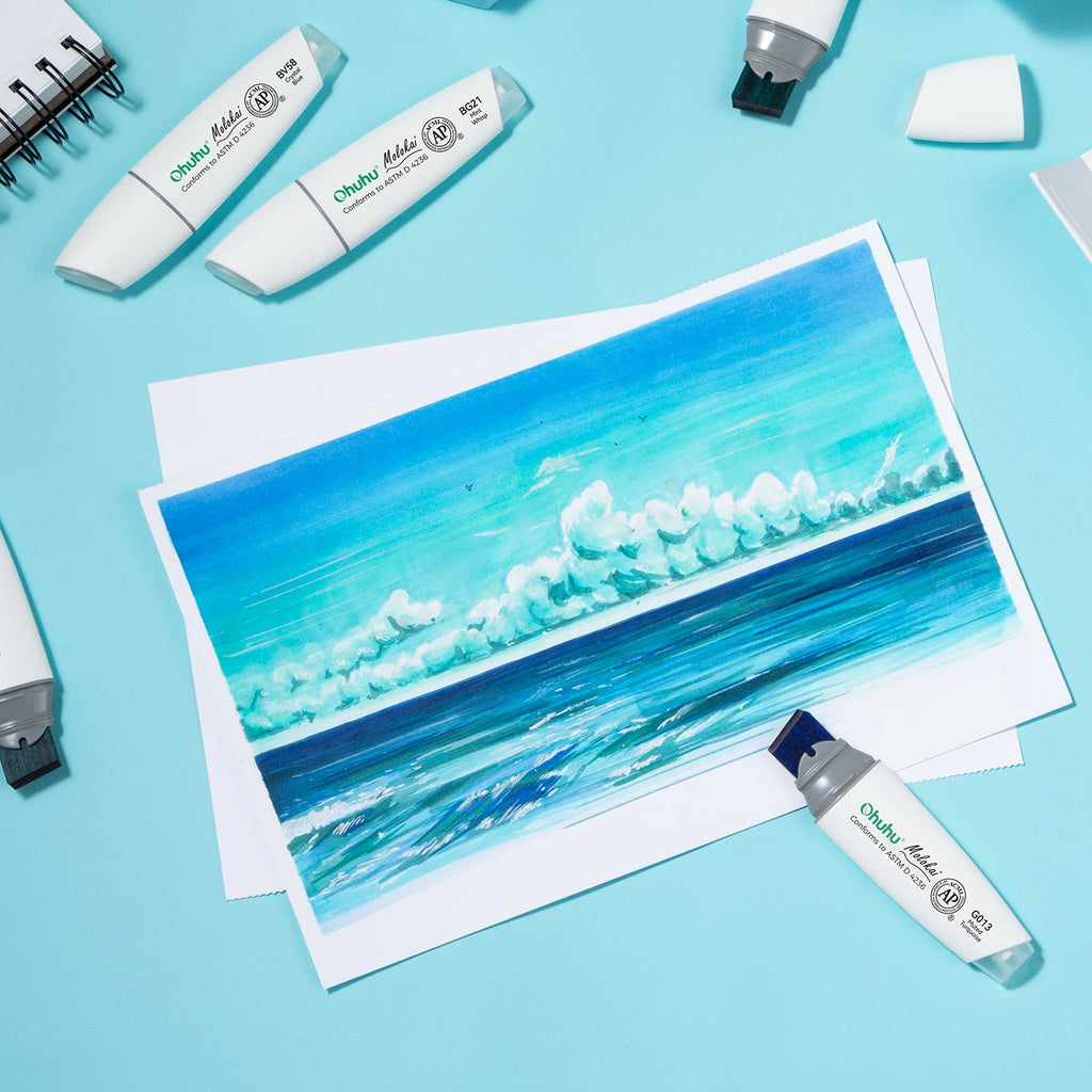 Ohuhu Molokai Four Tones Extra-wide Tip Alcohol Art Markers