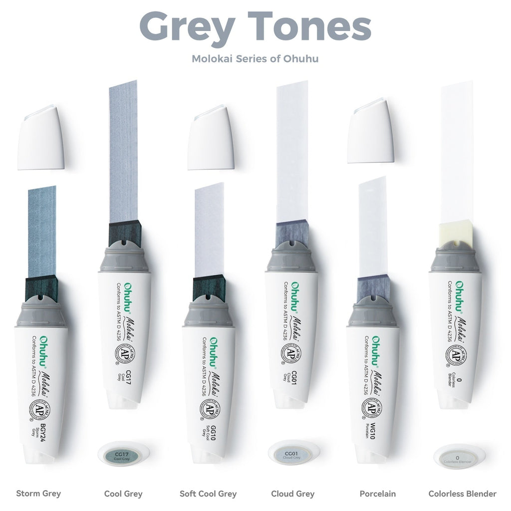 Ohuhu Molokai Four Tones Extra-wide Tip Alcohol Art Markers