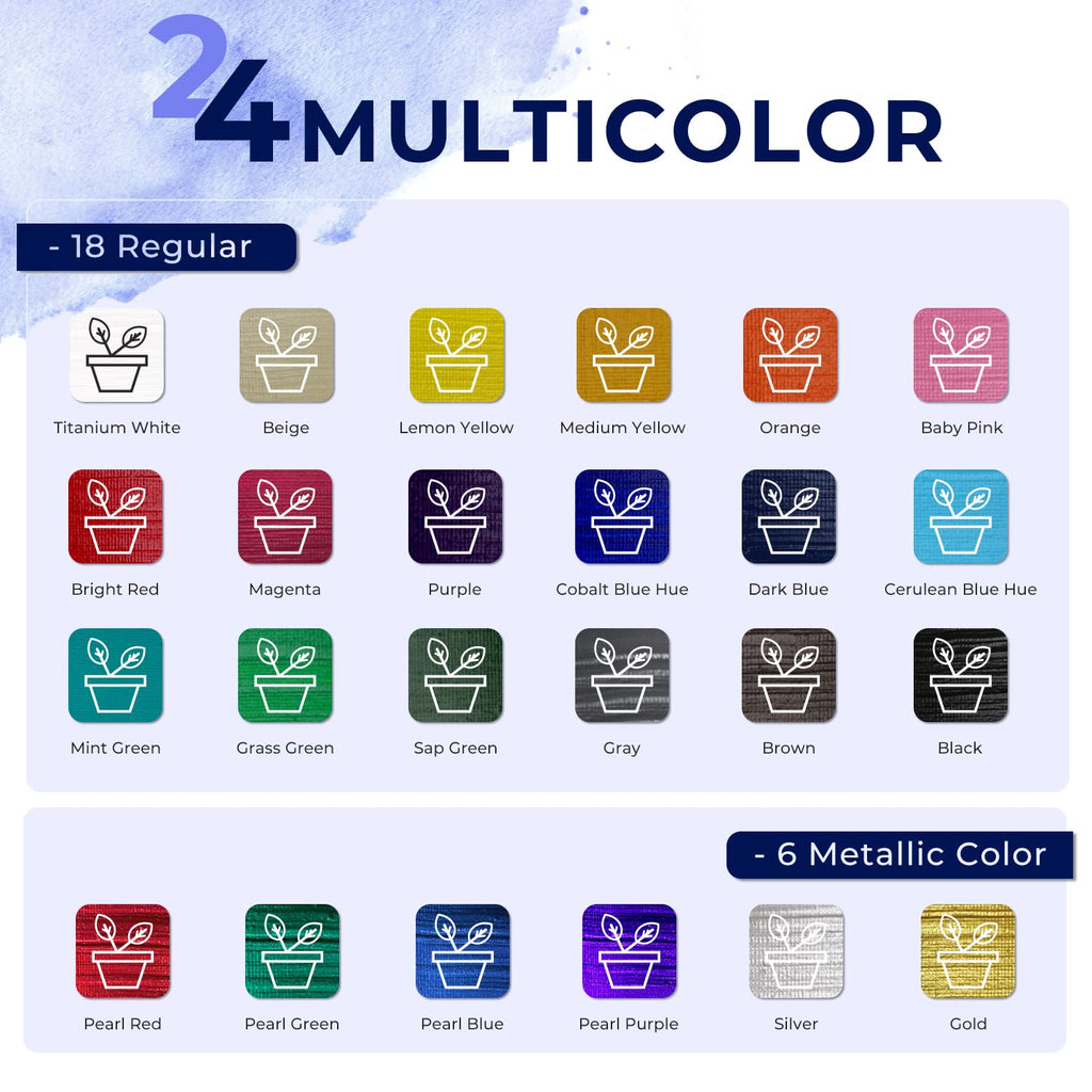 Ohuhu 24 Colors Art Craft Acrylic Paint Set