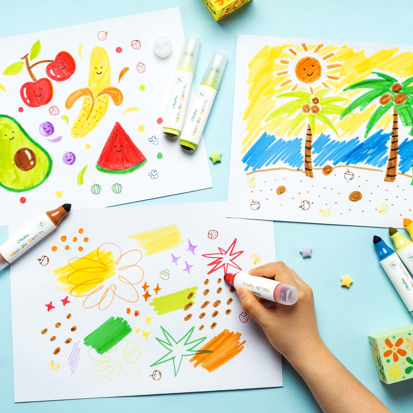 Ohuhu Washable Stamper Kids Dual Tips Water-based Markers