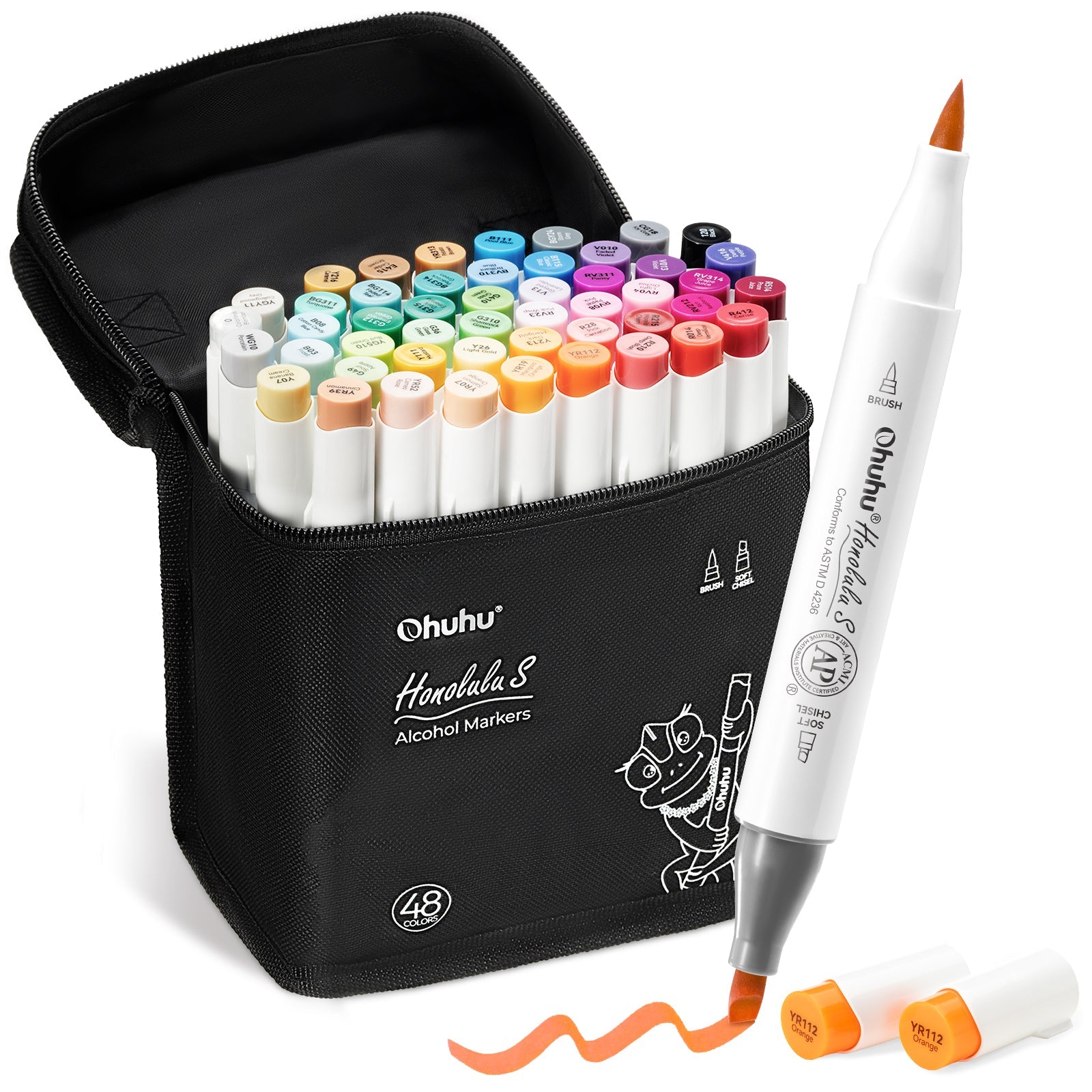 Ohuhu Honolulu S 48 Colors Dual Soft Tips Alcohol Art Markers. Brush & Soft Chisel