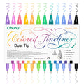 Ohuhu Colored Fineliner & Brush Pens. 12 Colors