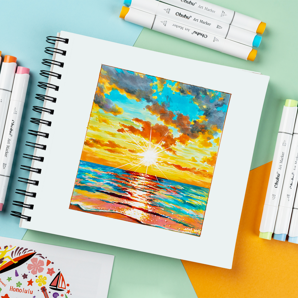 Ohuhu Bleedproof Double-Sided Marker Pad. Spiral-Bound