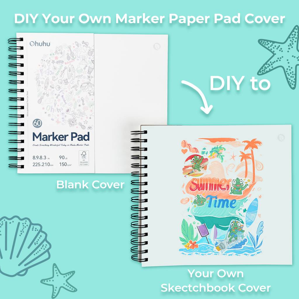 Ohuhu Bleedproof Double-Sided Marker Pad. Spiral-Bound