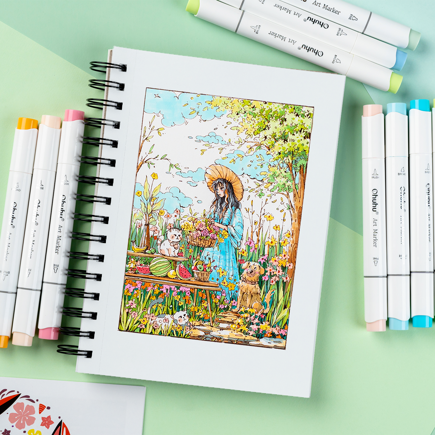 Ohuhu Bleedproof Double-Sided Marker Pad. Spiral-Bound
