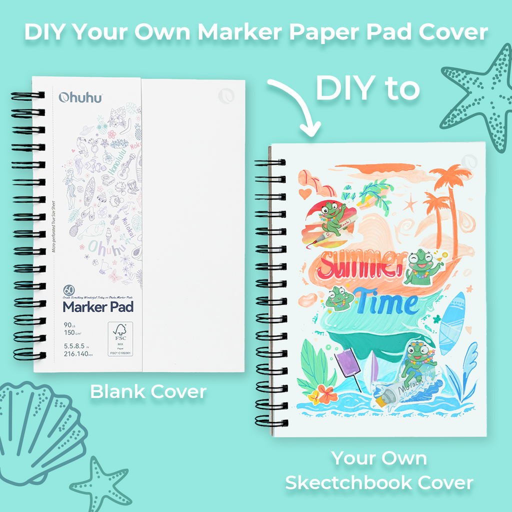 Ohuhu Bleedproof Double-Sided Marker Pad. Spiral-Bound